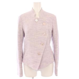 ノーカラージャケット バイカラー 38 紫 白 /KH