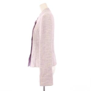 ARMANI COLLEZIONI ノーカラージャケット バイカラー 38 紫 白 /KH