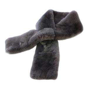 エシャルプ レックス ラビットファー ファー マフラー グレー