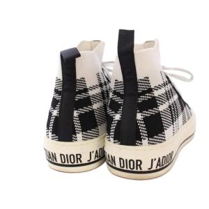 Christian Dior WALK'N'DIOR ハイカットスニーカー チェック 36.5 ブラック ホワイト