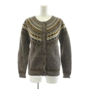 ニットカーディガン 長袖 ウール 麻 リネン混 S グレー /AN22