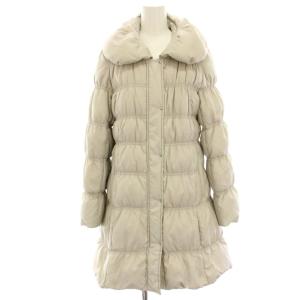 シャーリングダウンコート ダブルジップ ボリュームカラー ロング ナイロン 40 ライトグレー ECUAK-67490