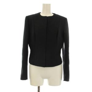 ノーカラージャケット ウール混 40 黒 ブラック M4E25-100-09 /KU