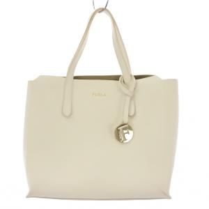 ハンドバッグ レザー ワンカラー ロゴチャーム 白 ホワイト /BB