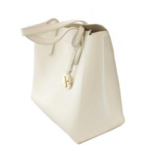 FURLA ハンドバッグ レザー ワンカラー ロゴチャーム 白 ホワイト /BB