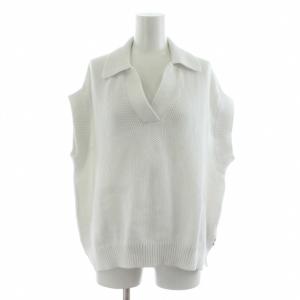 ニット カットソー フレンチスリーブ スキッパー M 白 ホワイト /KU