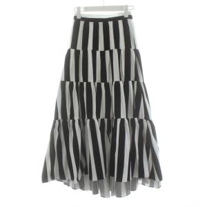 Lisa stripe ティアードスカート 34 ブラック