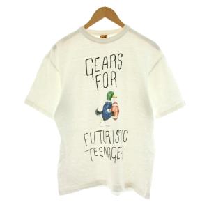 Tシャツ カットソー 半袖 クルーネック プリント L 白 ホワイト /KU