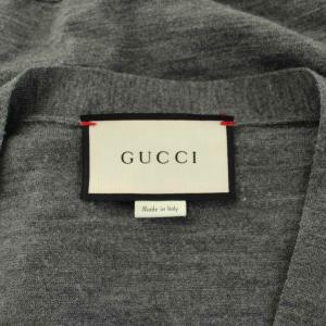 GUCCI ニットカディガン 長袖 Vネック ウール L グレー GU155 /KU