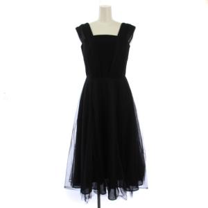 チュールドレスワンピース ロング ノースリーブ 36 黒 /BM