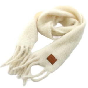 マフラー モヘア ウール混 ホワイト