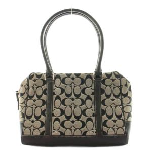 COACH シグネチャー トートバッグ ショルダーバッグ 総柄 キャンバス レザー ベージュ 黒 ブラック 6097