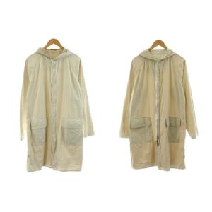 リバーシブル パーカー フーディ ジップアップ ミドル丈 コットン M ベージュ /KU