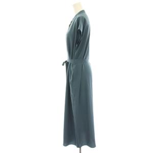 23区 22AW シャツワンピース 36 青 ブルー 半袖 バンドカラー 前開き ロング マキシ /HN