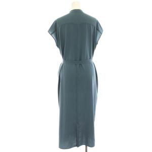 23区 22AW シャツワンピース 36 青 ブルー 半袖 バンドカラー 前開き ロング マキシ /HN