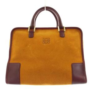 アナグラム アマソナ32 ハンドバッグ スエード イエロー ボルドー