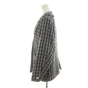 SLOBE IENA 22AW ツイードノーカラージャケット ジャケット 黒 ブラック 白 ホワイト チェック柄 長袖 22010912401030