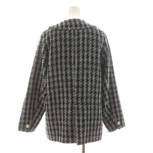 SLOBE IENA 22AW ツイードノーカラージャケット ジャケット 黒 ブラック 白 ホワイト チェック柄 長袖 22010912401030