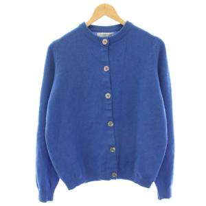 ニットカーディガン カシミヤ 107cm 42 青 ブルー 丸首 長袖 /HN