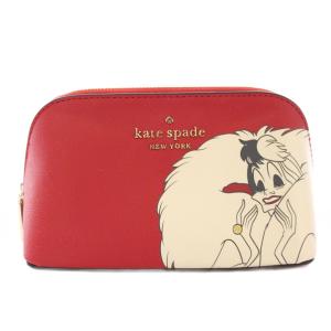Small Cosmetic Case Disney ポーチ ラウンドファスナー レザー 赤 K8243
