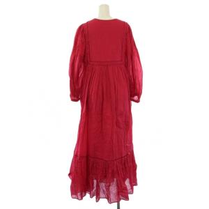 NE QUITTEZ PAS! COTTON VOILE GATHER DRESS ワンピース ロング 長袖 M ピンク 010441GT2