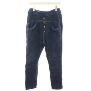 120z サルエルヌーベルパンツ デニムパンツ ジーンズ イージーパンツ ウエストゴム 紺 ネイビー EK-595