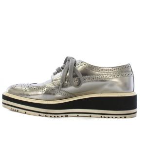 PRADA プラットフォーム ウィングチップ レースアップシューズ 35.5 シルバーカラー /KH