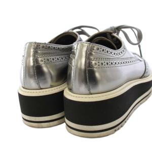 PRADA プラットフォーム ウィングチップ レースアップシューズ 35.5 シルバーカラー /KH