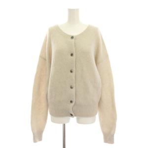 24AW アルパカ2way カーディガン ニット 長袖 グレージュ 無地 ラウンドネック 24080200543040