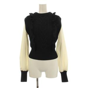 25AW ニットコンビトップス カットソー 長袖 38 黒 白 MK-518619 /KH