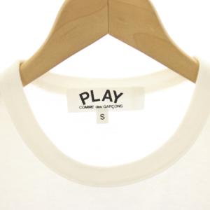 PLAY Comme des Garçons AD2004 Tシャツ カットソー S 白 ホワイト ストライプ柄 半袖 ワッペン AZ-T023 /HN