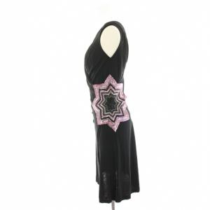 DIANE von FURSTENBERG ワンピース ひざ丈 ノースリーブ スパンコール 2 黒 ブラック /HN