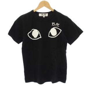 AD2010 Tシャツ カットソー S 黒 ブラック 半袖 目のイラストプリント eye ロゴ AZ-T123