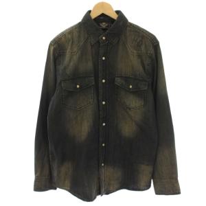 GENUINE MOTOR CLOTHES デニムシャツ カジュアルシャツ M ベージュ 黒 ブラック