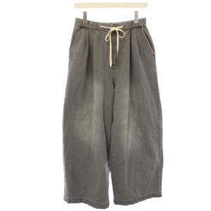 25AW 2タックデニムイージーパンツ ジーンズ ワイド USED加工 36 グレー 25030400529030