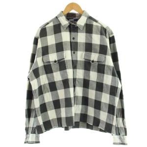 シャツ XL 黒 ブラック グレー チェック柄 長袖 /GP