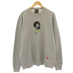 スウェット トレーナー クルーネック 長袖 プリント ロゴ刺繍 XXL グレー 黒 ブラック 2316250