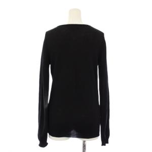 FRED PERRY カットソー 絹 シルク 36 黒 ブラック Vネック 長袖 ロゴ /GP