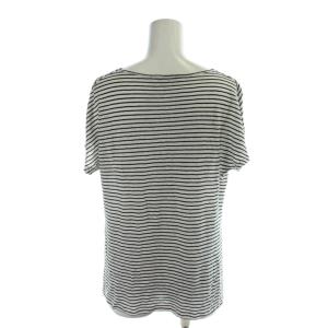 Max Mara カットソー 麻 リネン M 白 ホワイト 黒 ブラック ボーダー柄 半袖 カウルネック 194121520700