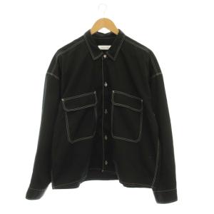 TC TWILL CROPPED WORK SHIRT クロップド ワークシャツ 長袖 L 黒 ブラック