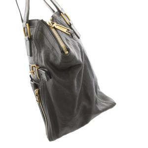 YVES SAINT LAURENT rive gauche ダウンタウン トートバッグ レザー ブラック ダークグレー 202649