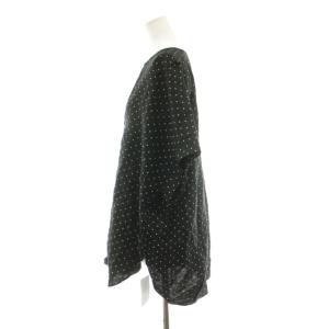JOURNAL STANDARD 25SS レーヨン麻ノーカラーブラウス シャツ ハーフボタン 五分袖 ドット柄 F 黒 ブラック 白 ホワイト