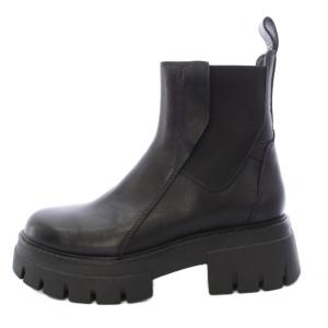 サイドゴアブーツ ショートブーツ 厚底 レザー 35 黒 ブラック /TK