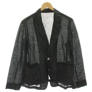24SS リネンラミー シングルブレストジャケット シャツジャケット 長袖 麻 36 黒 ブラック 12-07-42-07433