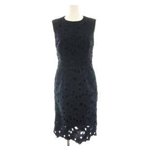 ワンピース ミモレ ロング 花柄 ノースリーブ 40 紺 ネイビー M5J75-637-28 /HN