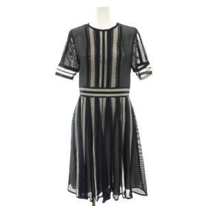 ワンピース ミモレ ロング レース シアー 半袖 40 紺 ネイビー M5J16-347-28 /HN