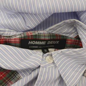 Comme des Garçons Homme Deux カジュアルシャツ M 青 ブルー ストライプ柄 チェック柄 長袖 /RR14