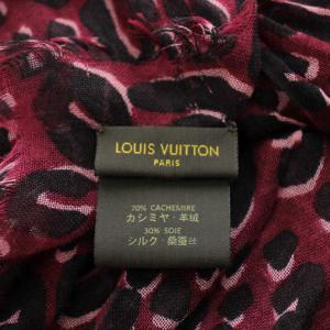 LOUIS VUITTON エトール ストール フリンジ ロゴ レオパード ボルドー