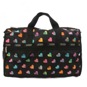 LesportSAC ボストンバッグ ショルダーバッグ 総柄 黒 ブラック マルチカラー /TK
