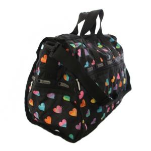 LesportSAC ボストンバッグ ショルダーバッグ 総柄 黒 ブラック マルチカラー /TK